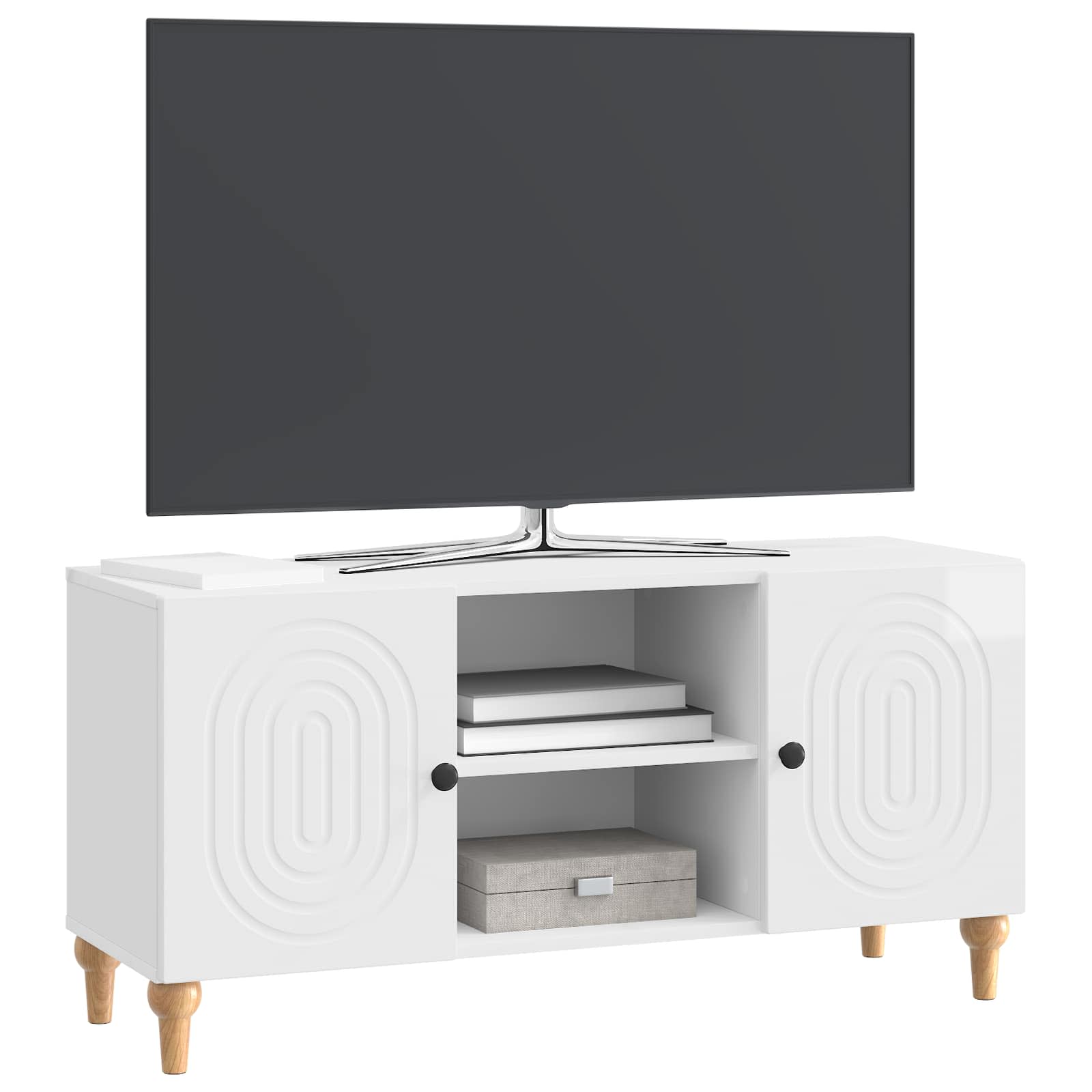 Ντουλάπι TV Γυαλιστερό Λευκό 102 x 34,5 x 50 εκ. - Pakobazaar