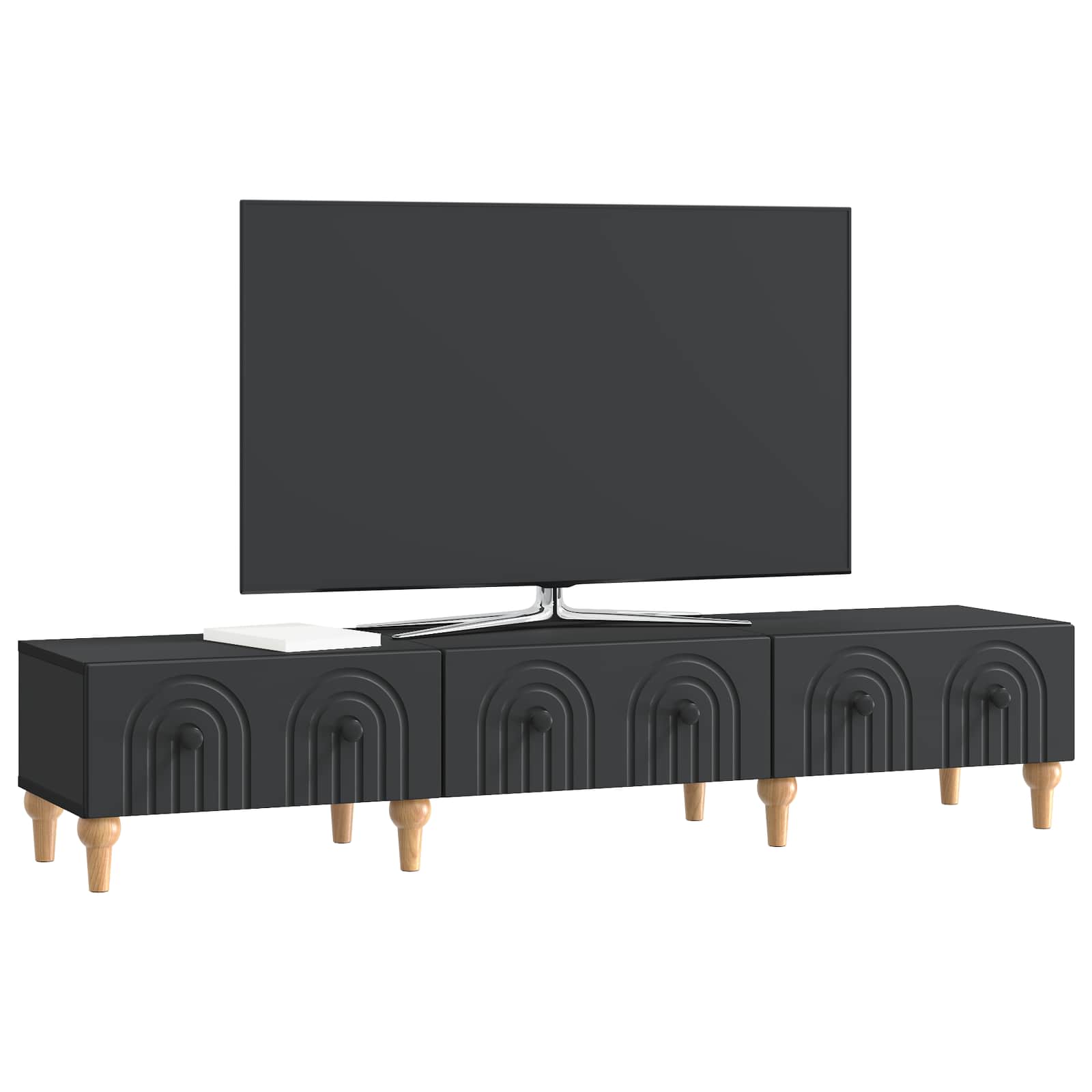 Ντουλάπι TV Μαύρο 147 x 34,5 x 30 εκ Επεξεργασμένο Ξύλο - Pakobazaar