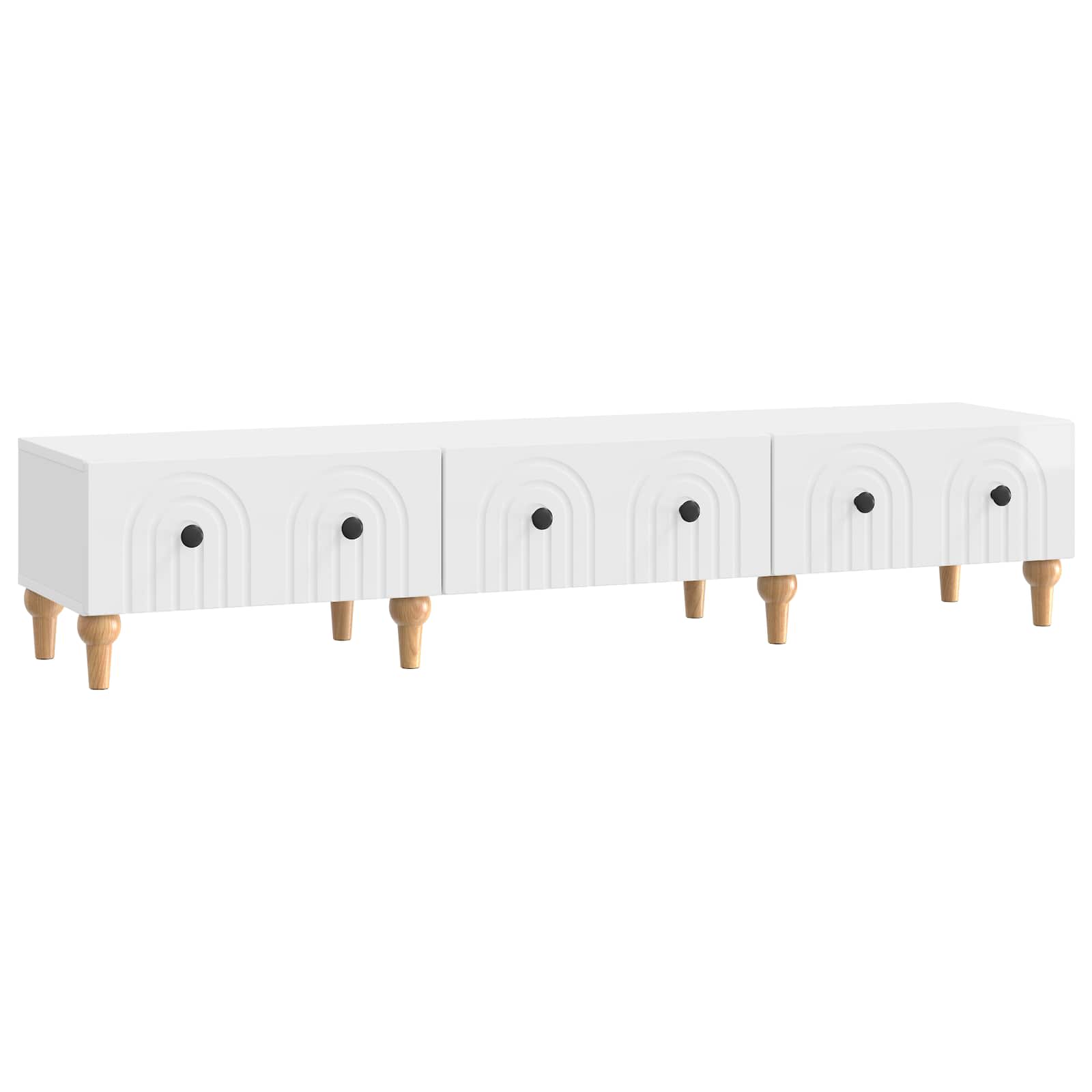 Ντουλάπι TV με συρτάρι Γυαλιστερό Λευκό 147 x 34,5 x 30 εκ - Pakobazaar