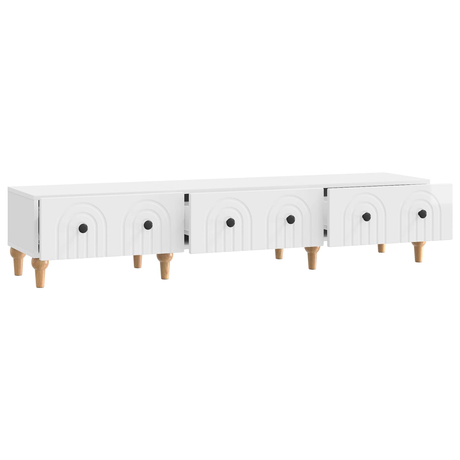Ντουλάπι TV με συρτάρι Γυαλιστερό Λευκό 147 x 34,5 x 30 εκ - Pakobazaar