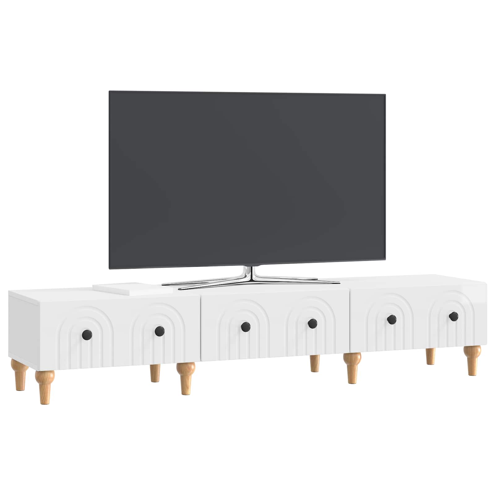 Ντουλάπι TV με συρτάρι Γυαλιστερό Λευκό 147 x 34,5 x 30 εκ - Pakobazaar