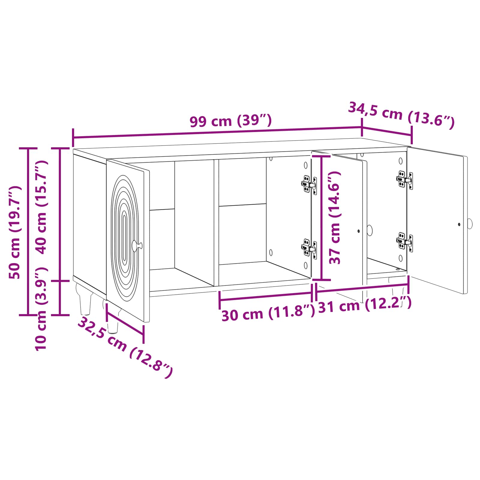 Ντουλάπι TV Καπνισμένο Ξύλο Δρυός 99 x 34,5 x 50 εκ. - Pakobazaar