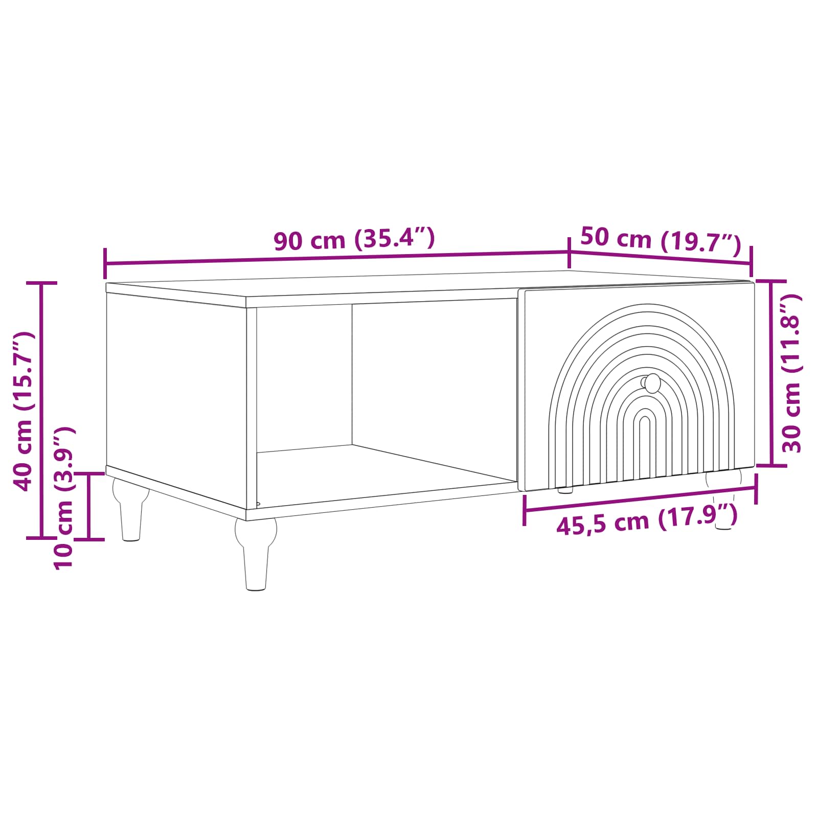Τραπεζάκι σαλονιού Λευκό 90 x 50 x 40 cm Επεξεργασμένο Ξύλο - Pakobazaar