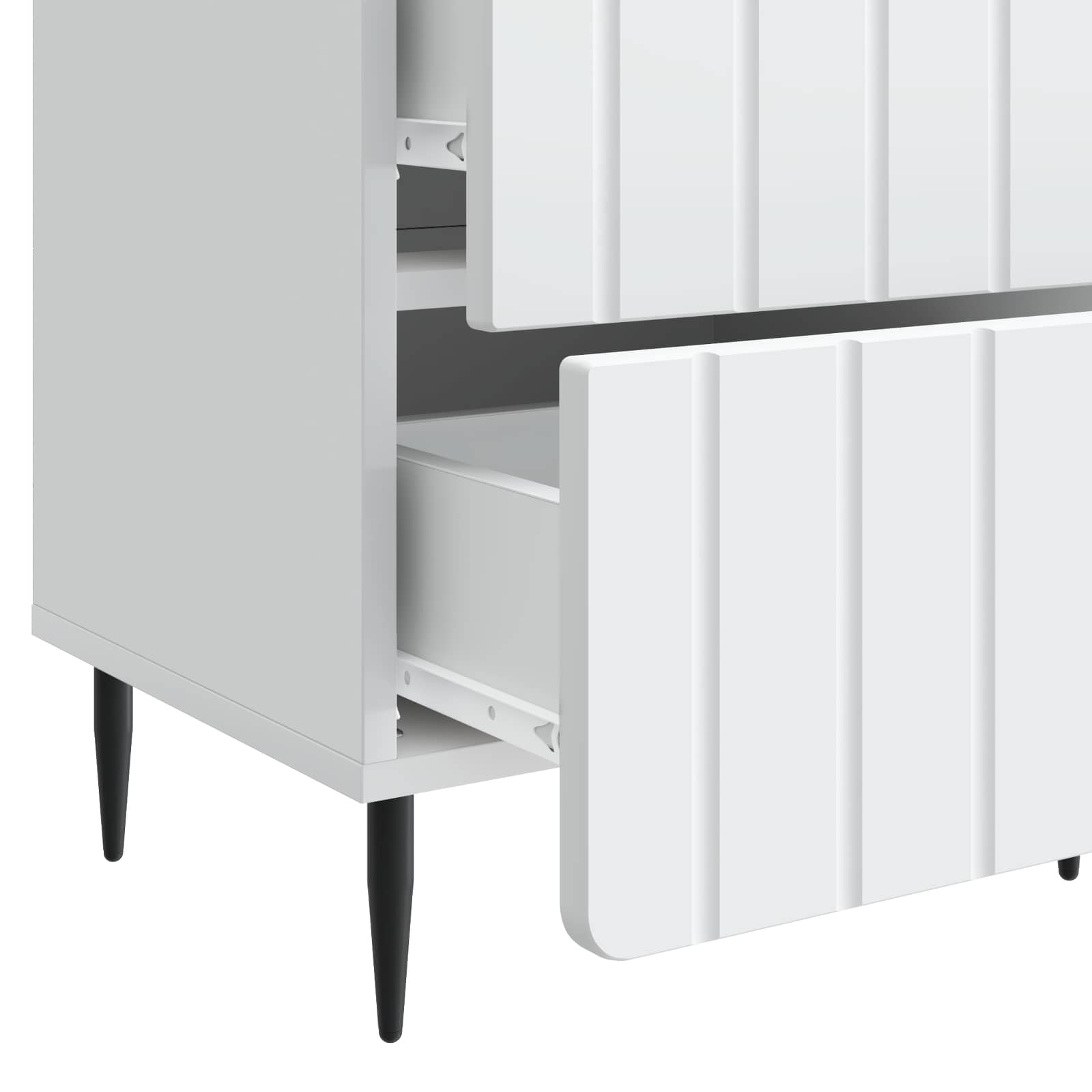 Κομοδίνο 2 pcs Λευκό 43 x 34,5 x 49,5 εκ Επεξεργασμένο Ξύλο - Pakobazaar