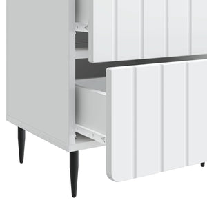 Κομοδίνο 2 pcs Λευκό 43 x 34,5 x 49,5 εκ Επεξεργασμένο Ξύλο - Pakobazaar
