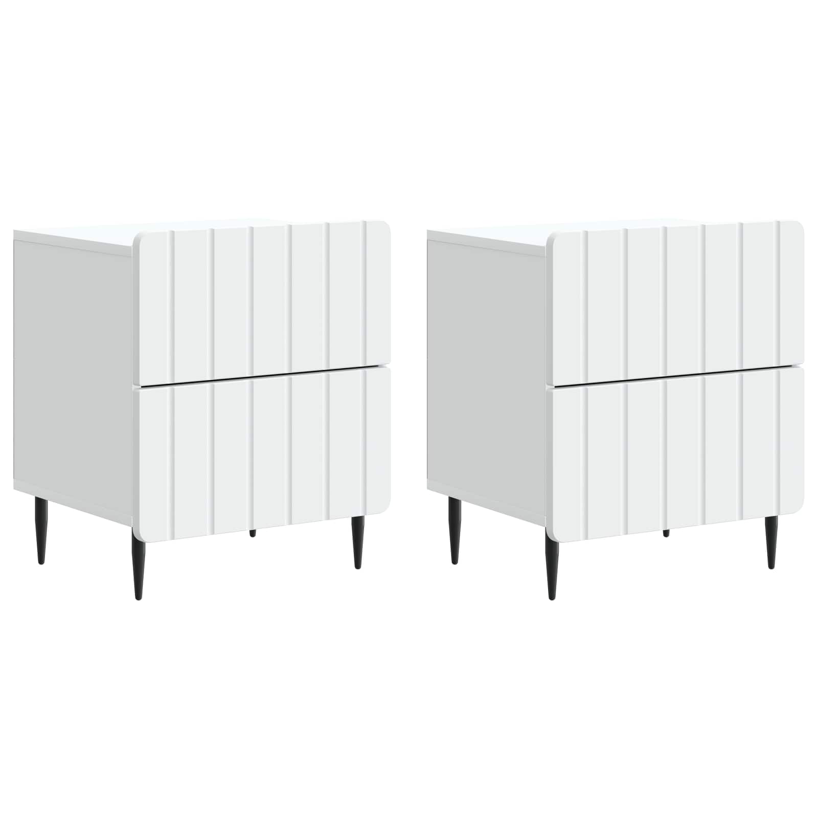 Κομοδίνο 2 pcs Λευκό 43 x 34,5 x 49,5 εκ Επεξεργασμένο Ξύλο - Pakobazaar