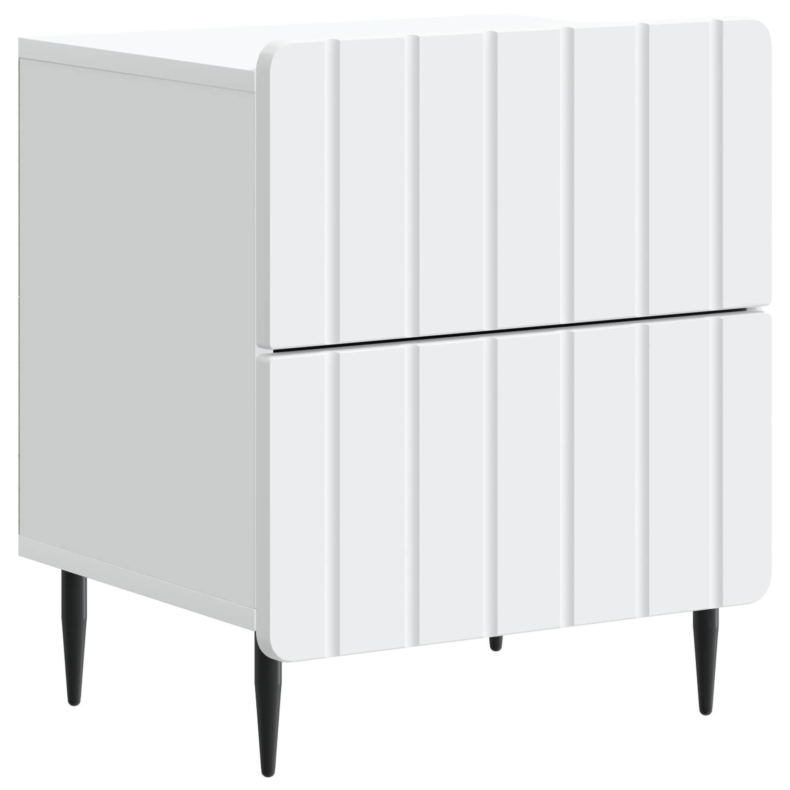 Κομοδίνο 2 pcs Λευκό 43 x 34,5 x 49,5 εκ Επεξεργασμένο Ξύλο - Pakobazaar