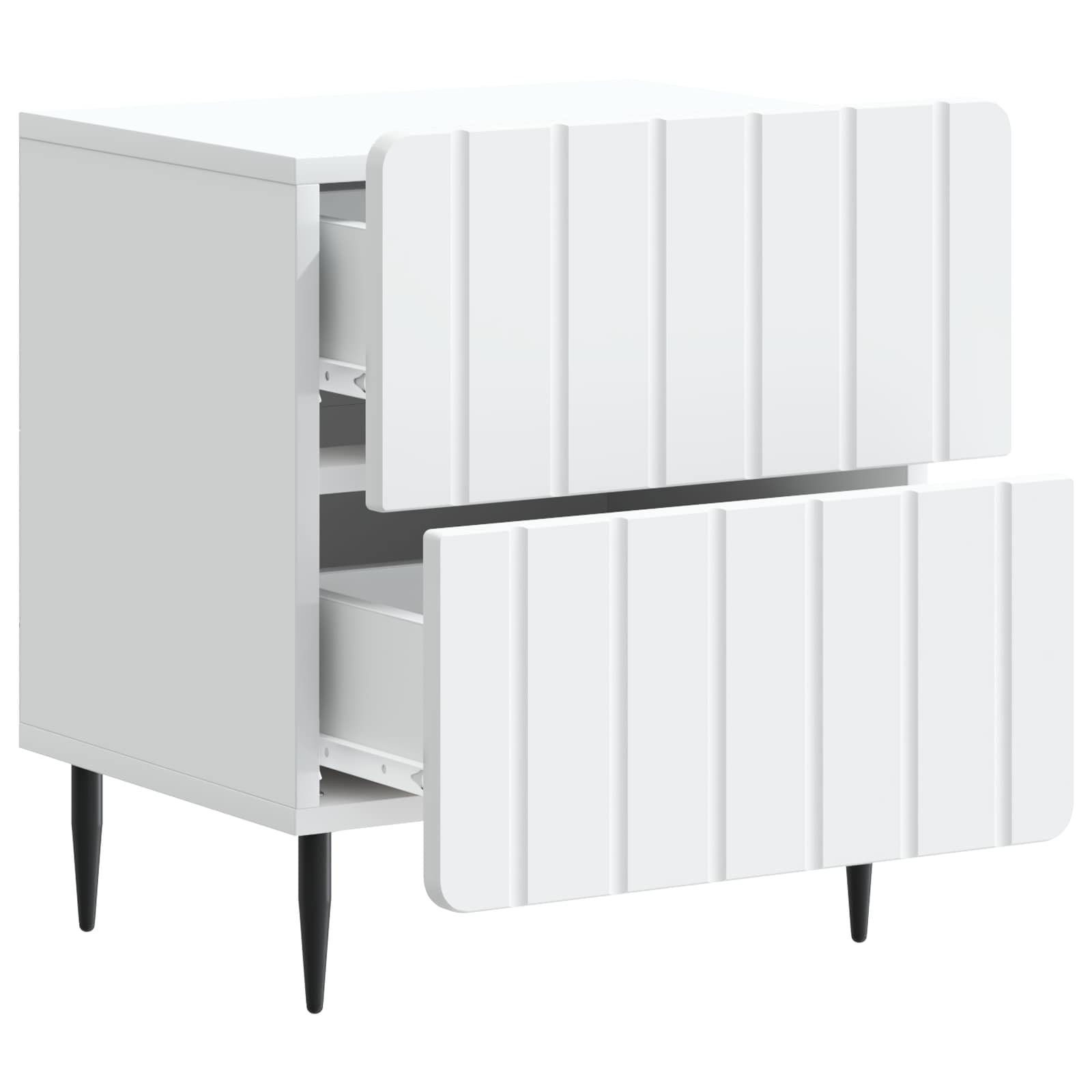 Κομοδίνο 2 pcs Λευκό 43 x 34,5 x 49,5 εκ Επεξεργασμένο Ξύλο - Pakobazaar