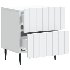 Κομοδίνο 2 pcs Λευκό 43 x 34,5 x 49,5 εκ Επεξεργασμένο Ξύλο - Pakobazaar