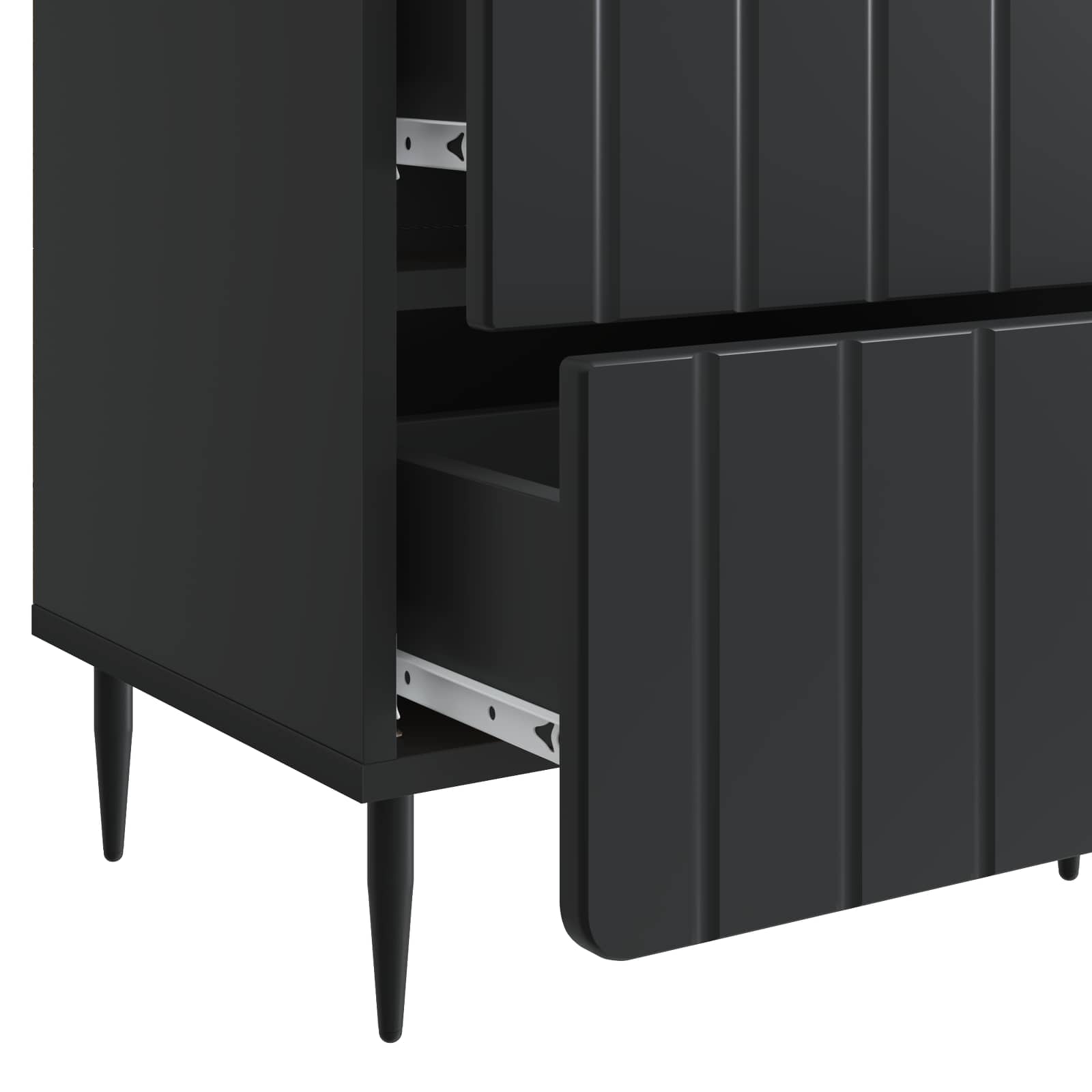 Κομοδίνο 2 pcs Μαύρο 43 x 34,5 x 49,5 εκ Επεξεργασμένο Ξύλο - Pakobazaar