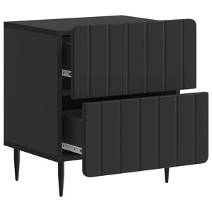 Κομοδίνο 2 pcs Μαύρο 43 x 34,5 x 49,5 εκ Επεξεργασμένο Ξύλο - Pakobazaar