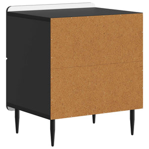 Κομοδίνο 2 pcs Μαύρο 43 x 34,5 x 49,5 εκ Επεξεργασμένο Ξύλο - Pakobazaar