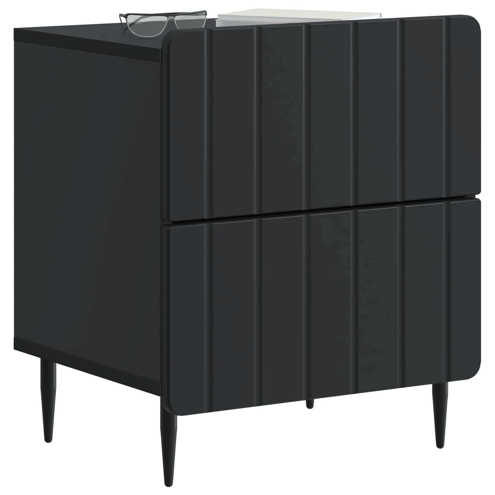 Κομοδίνο 2 pcs Μαύρο 43 x 34,5 x 49,5 εκ Επεξεργασμένο Ξύλο - Pakobazaar