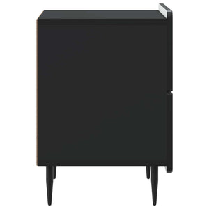 Κομοδίνο 2 pcs Μαύρο 43 x 34,5 x 49,5 εκ Επεξεργασμένο Ξύλο - Pakobazaar