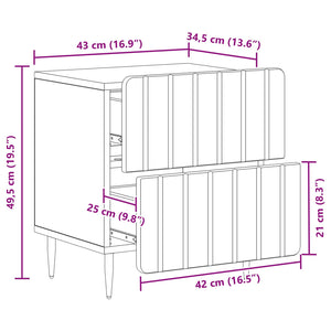 Κομοδίνο 2 pcs Μαύρο 43 x 34,5 x 49,5 εκ Επεξεργασμένο Ξύλο - Pakobazaar