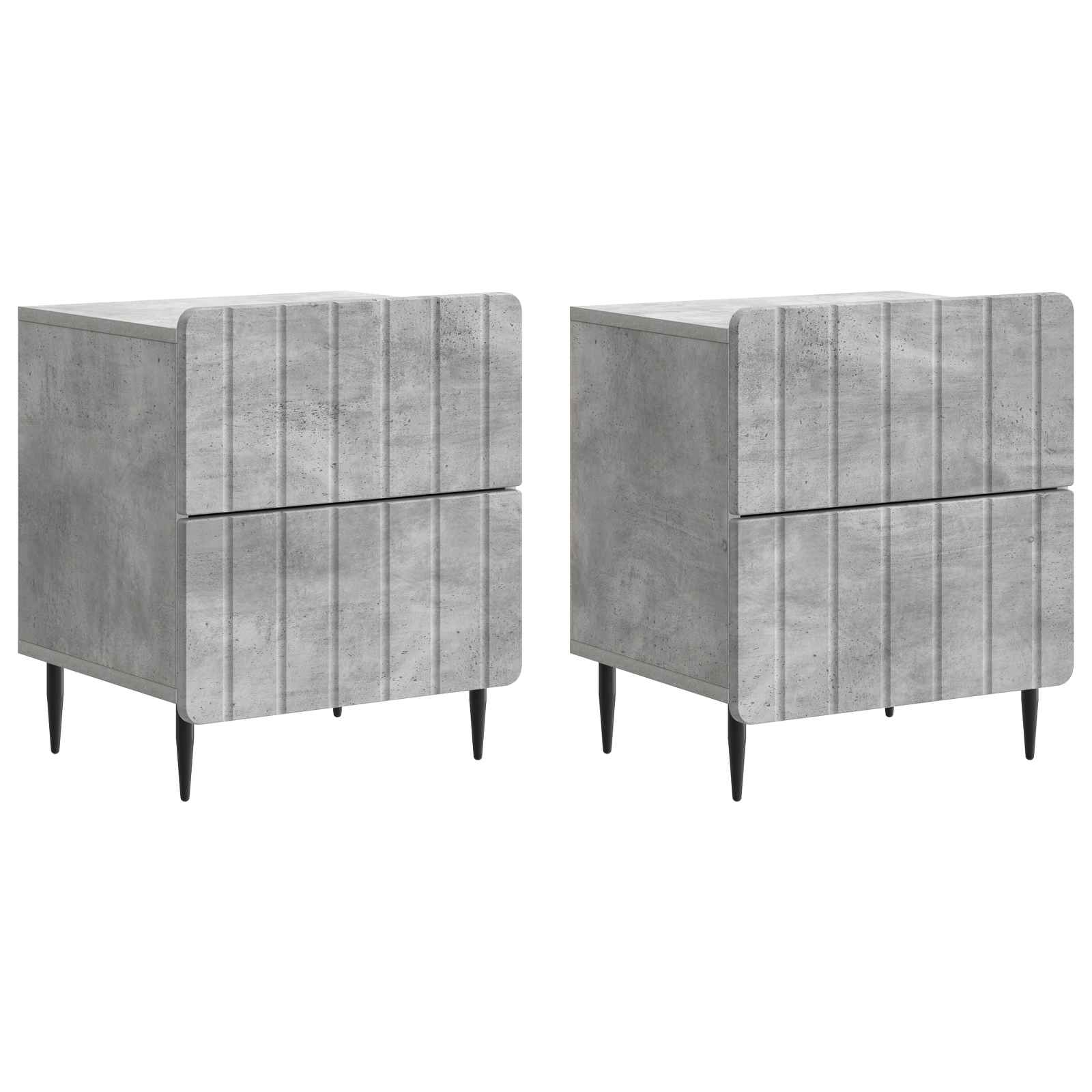 Κομοδίνο με συρτάρι 2 pcs Γκρι Σκυροδέματος 43 x 34,5 x 49,5 εκ - Pakobazaar