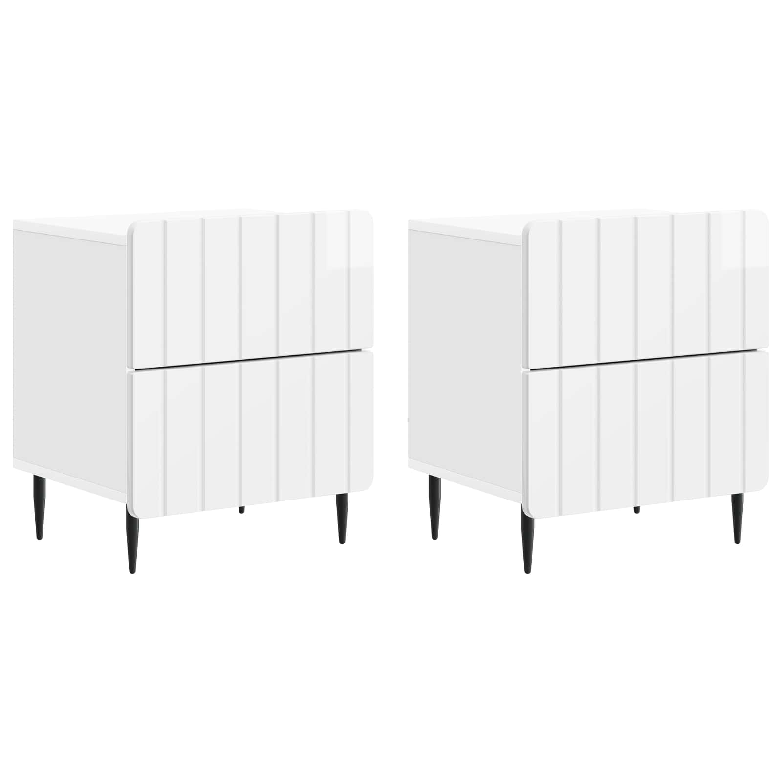 Κομοδίνο με συρτάρι 2 pcs Γυαλιστερό Λευκό 43 x 34,5 x 49,5 εκ - Pakobazaar