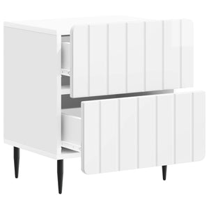 Κομοδίνο με συρτάρι 2 pcs Γυαλιστερό Λευκό 43 x 34,5 x 49,5 εκ - Pakobazaar