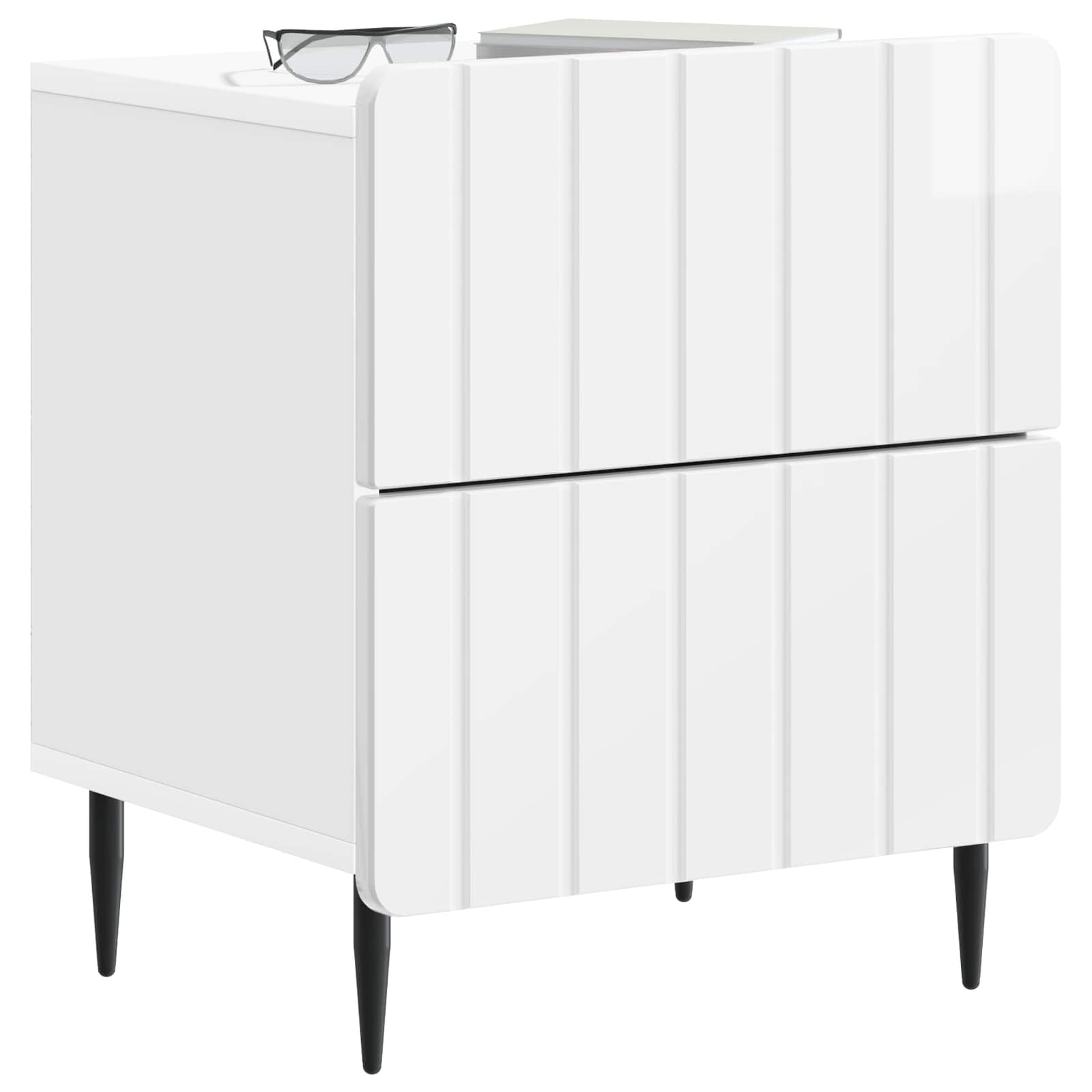 Κομοδίνο με συρτάρι 2 pcs Γυαλιστερό Λευκό 43 x 34,5 x 49,5 εκ - Pakobazaar
