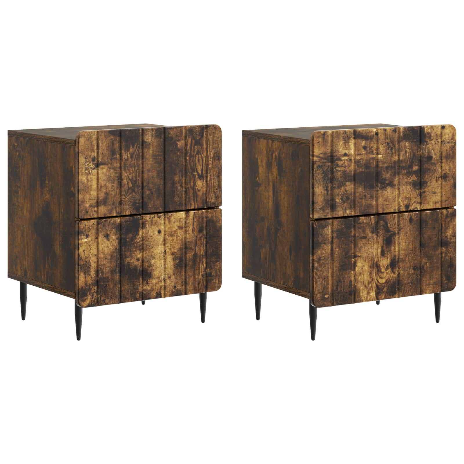 Κομοδίνο 2 pcs Καπνισμένο Ξύλο Δρυός 43 x 34,5 x 49,5 εκ - Pakobazaar