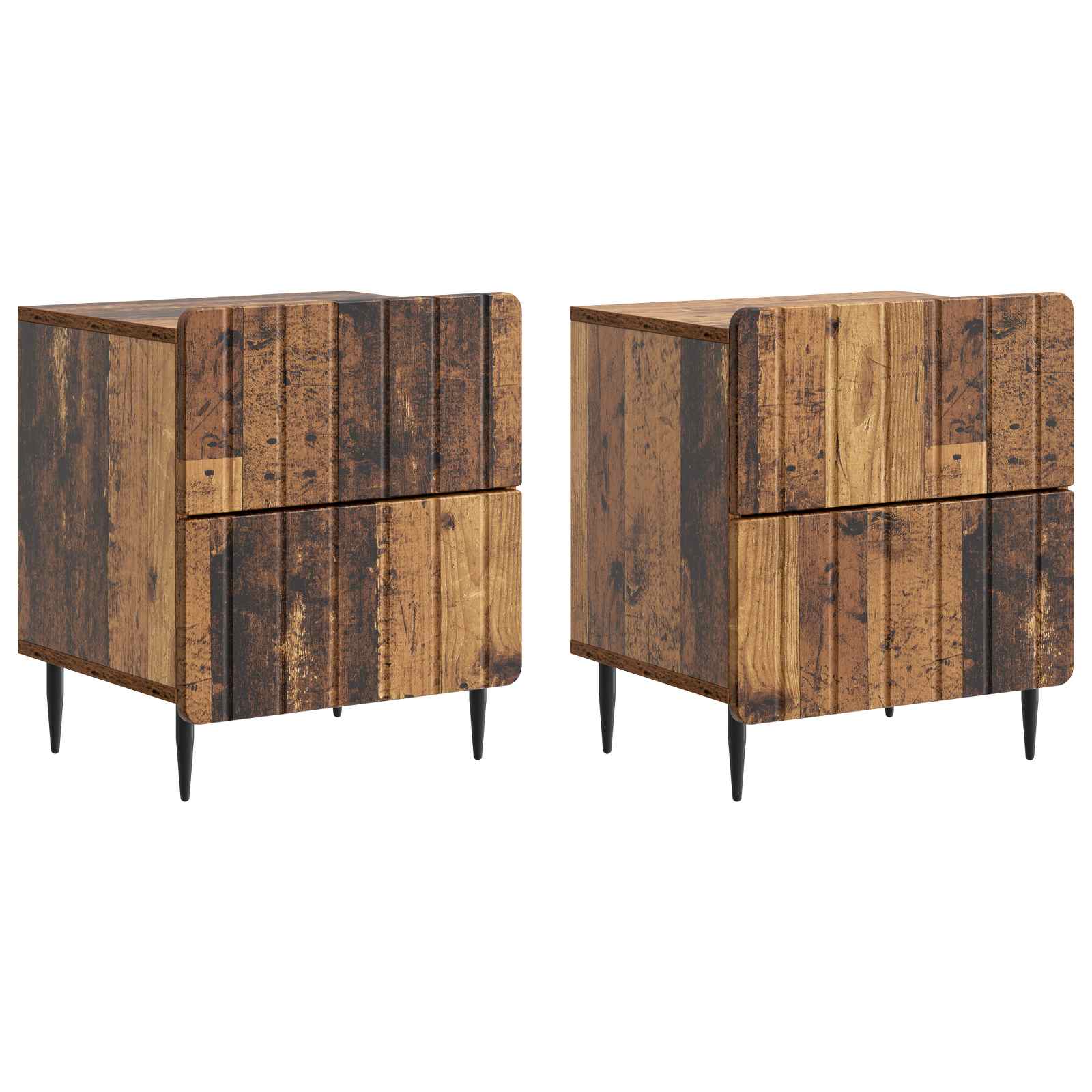 Κομοδίνο με συρτάρι 2 pcs Παλαιωμένο ξύλο 43 x 34,5 x 49,5 εκ - Pakobazaar