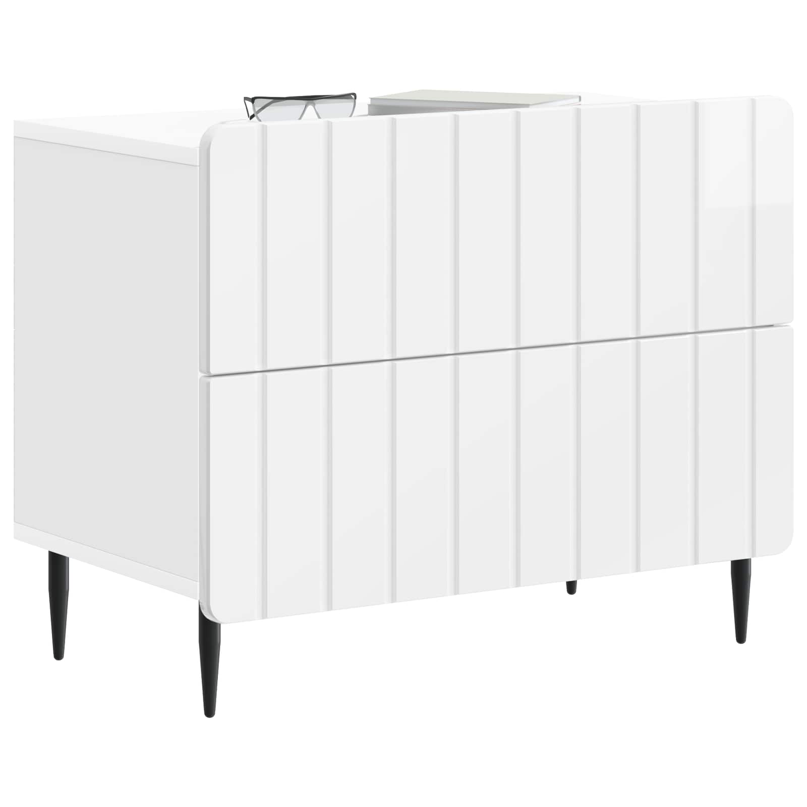 Κομοδίνο με συρτάρι Γυαλιστερό Λευκό 62 x 34,5 x 49,5 εκ. - Pakobazaar