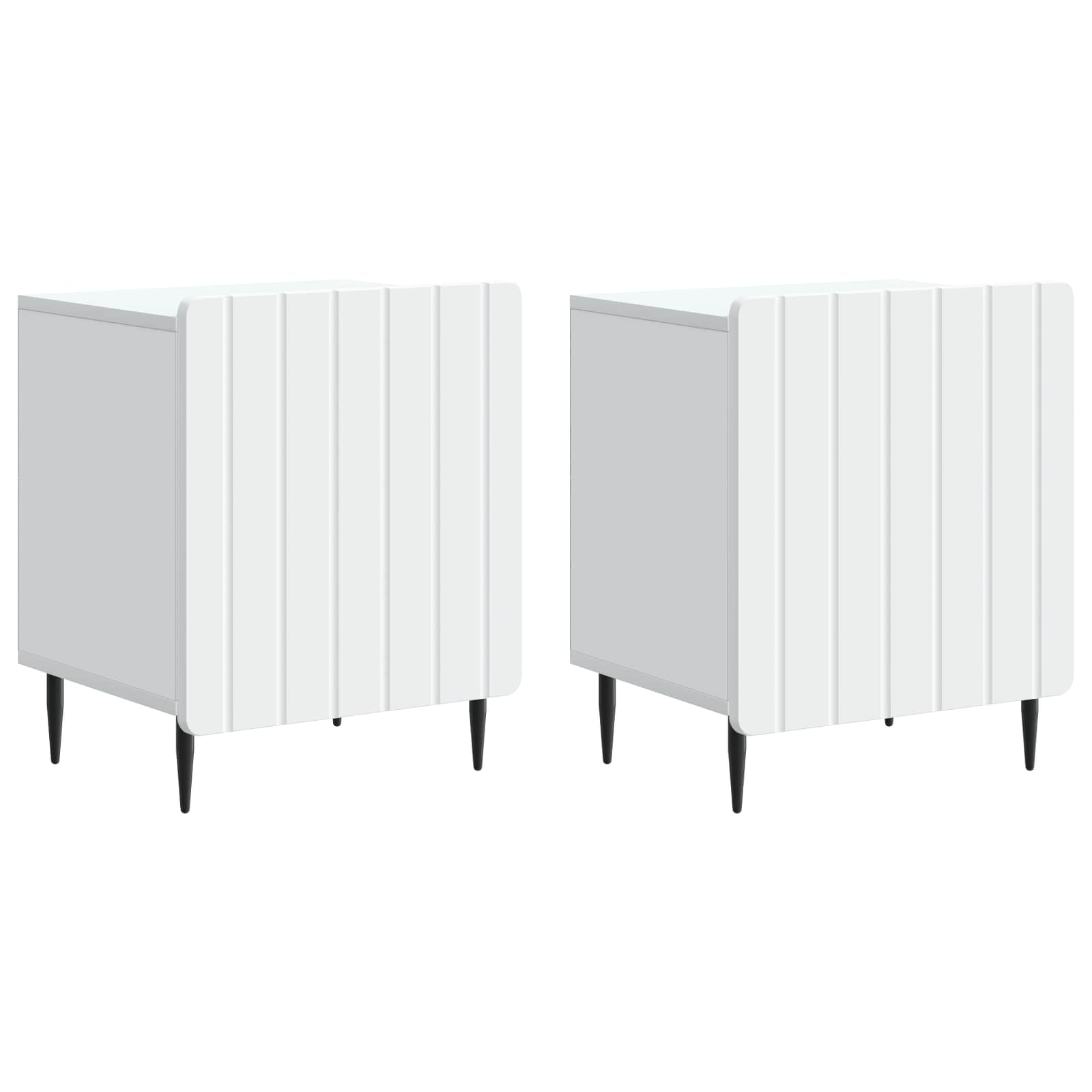 Κομοδίνο 2 pcs Λευκό 43 x 34,5 x 52 εκ Επεξεργασμένο Ξύλο - Pakobazaar
