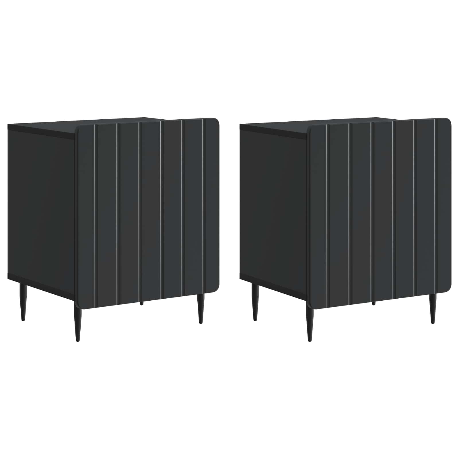 Κομοδίνο 2 pcs Μαύρο 43 x 34,5 x 52 εκ Επεξεργασμένο Ξύλο - Pakobazaar
