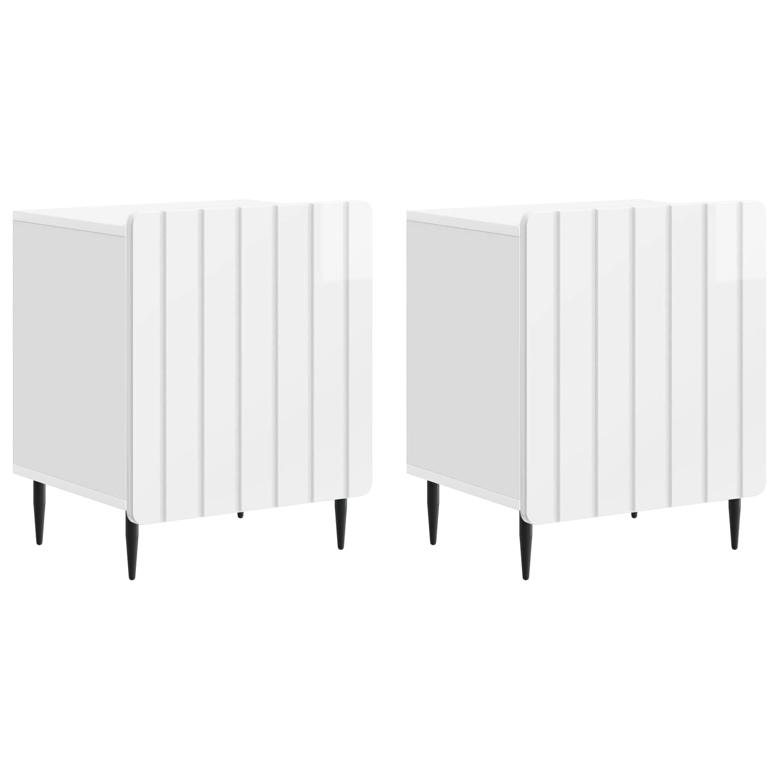 Κομοδίνο 2 pcs Γυαλιστερό Λευκό 43 x 34,5 x 52 εκ - Pakobazaar