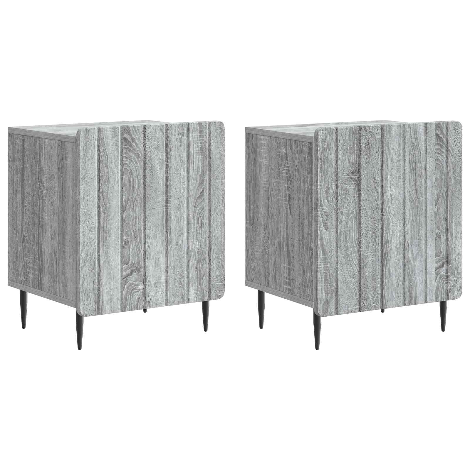 Κομοδίνο 2 pcs Γκρι Sonoma 43 x 34,5 x 52 εκ Επεξεργασμένο Ξύλο - Pakobazaar