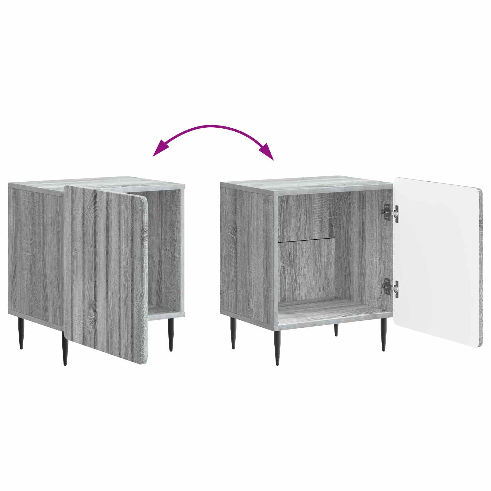 Κομοδίνο 2 pcs Γκρι Sonoma 43 x 34,5 x 52 εκ Επεξεργασμένο Ξύλο - Pakobazaar