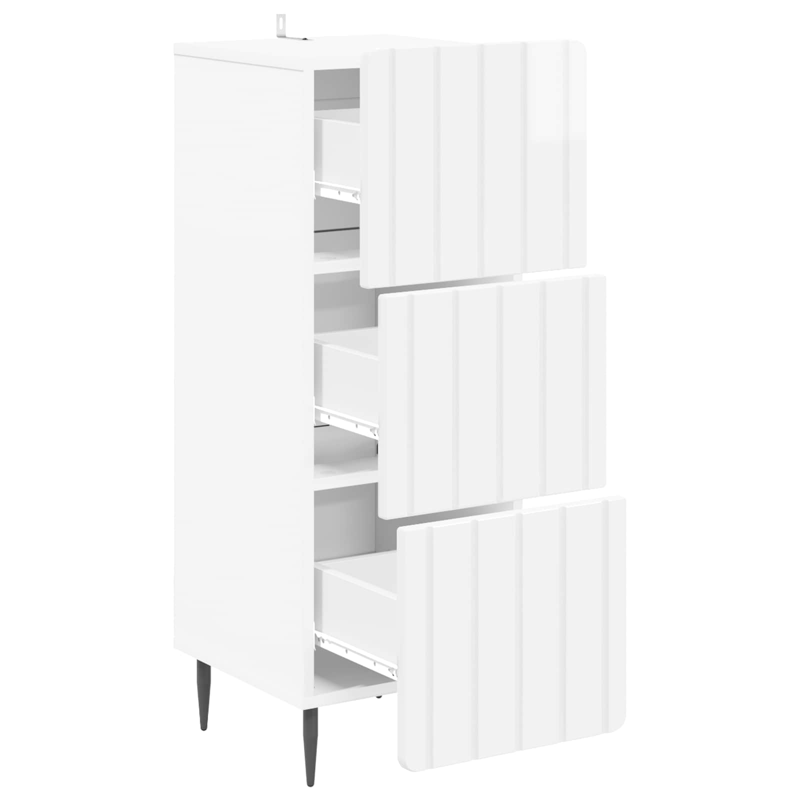 Ντουλάπι με Συρτάρια Γυαλιστερό Λευκό 33 x 34,5 x 92 εκ. - Pakobazaar