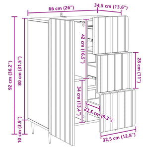 Πλαϊνό γραφείο Καπνισμένο Ξύλο Δρυός 66 x 34,5 x 91,5 εκ - Pakobazaar