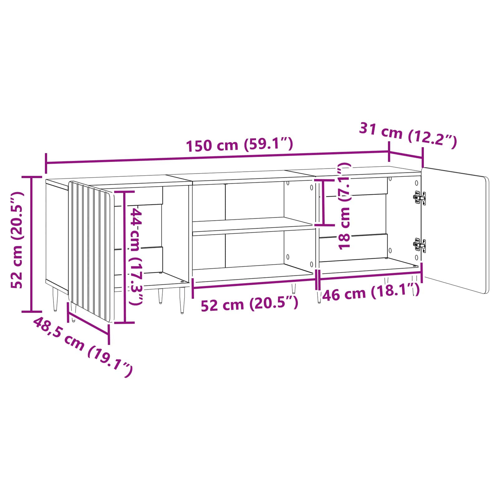 Ντουλάπι TV Καπνισμένο Ξύλο Δρυός 150 x 31 x 52 εκ. - Pakobazaar