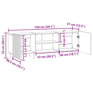 Ντουλάπι TV Γκρι Sonoma 150 x 31 x 52 εκ. Επεξεργασμένο Ξύλο - Pakobazaar