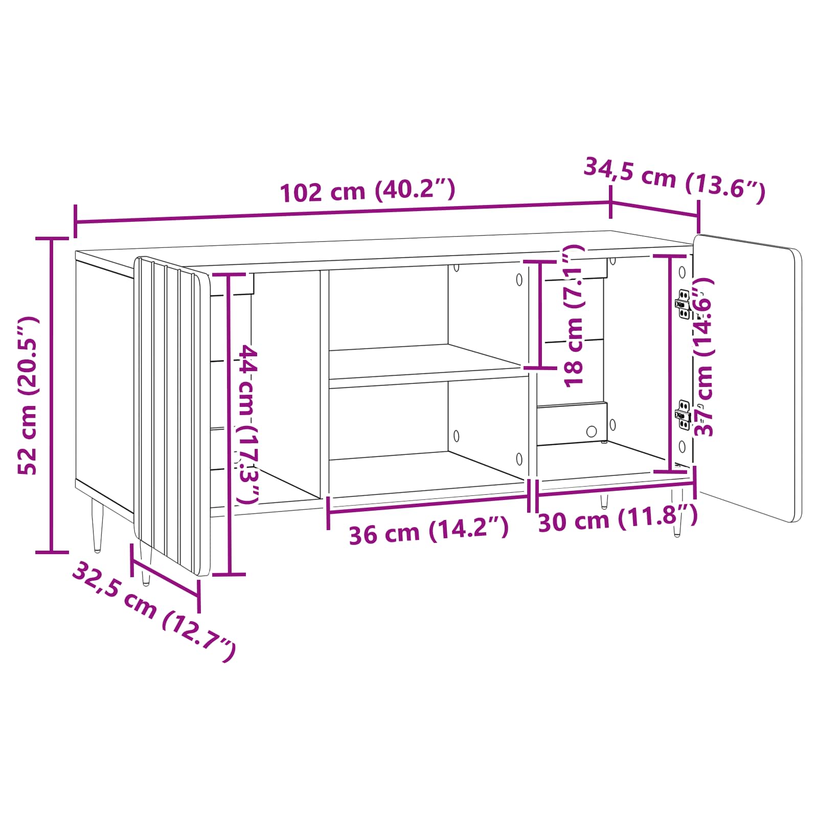 Ντουλάπι TV Μαύρο 102 x 34,5 x 52 εκ Επεξεργασμένο Ξύλο - Pakobazaar
