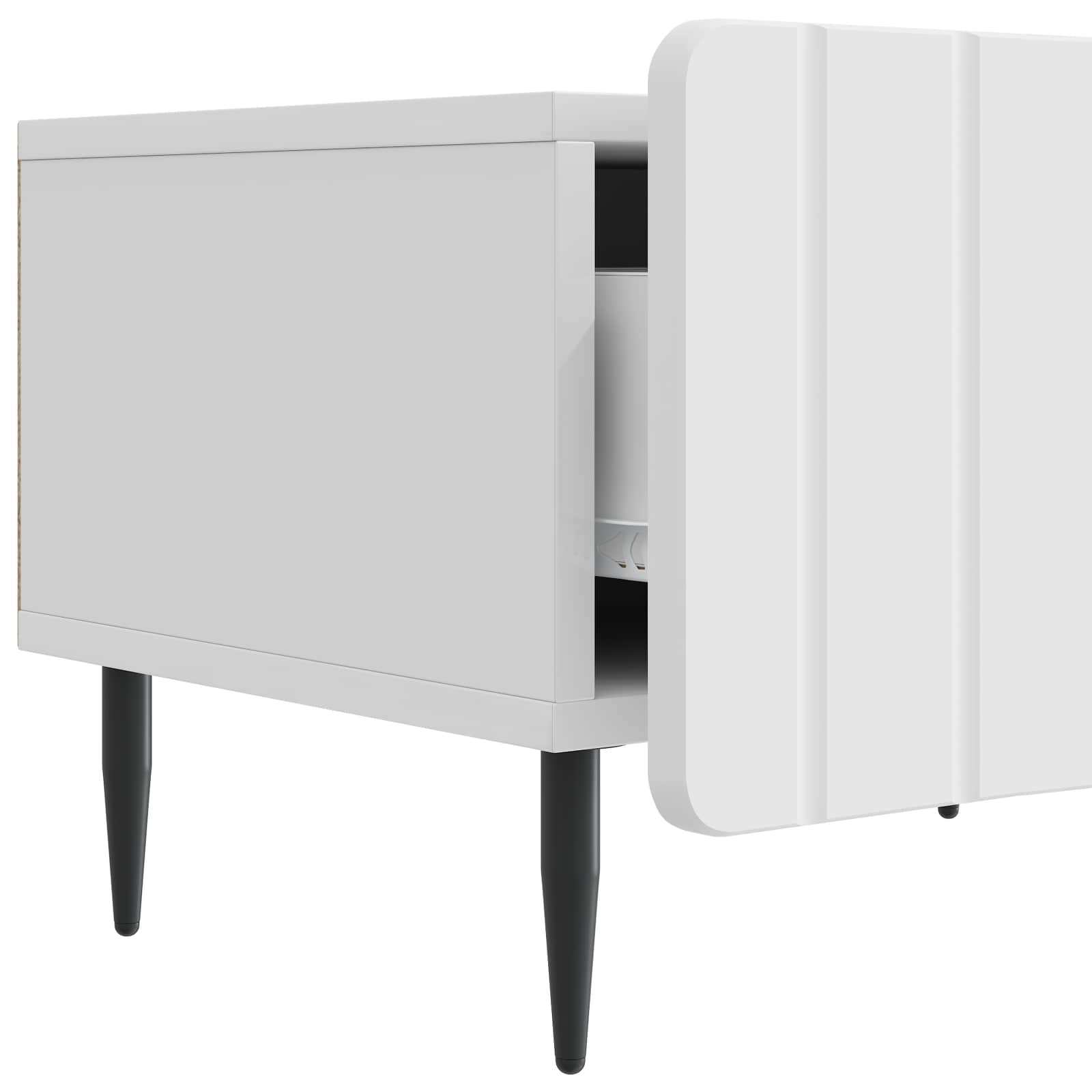 Ντουλάπι TV με συρτάρι Γυαλιστερό Λευκό 147 x 34,5 x 32 εκ - Pakobazaar