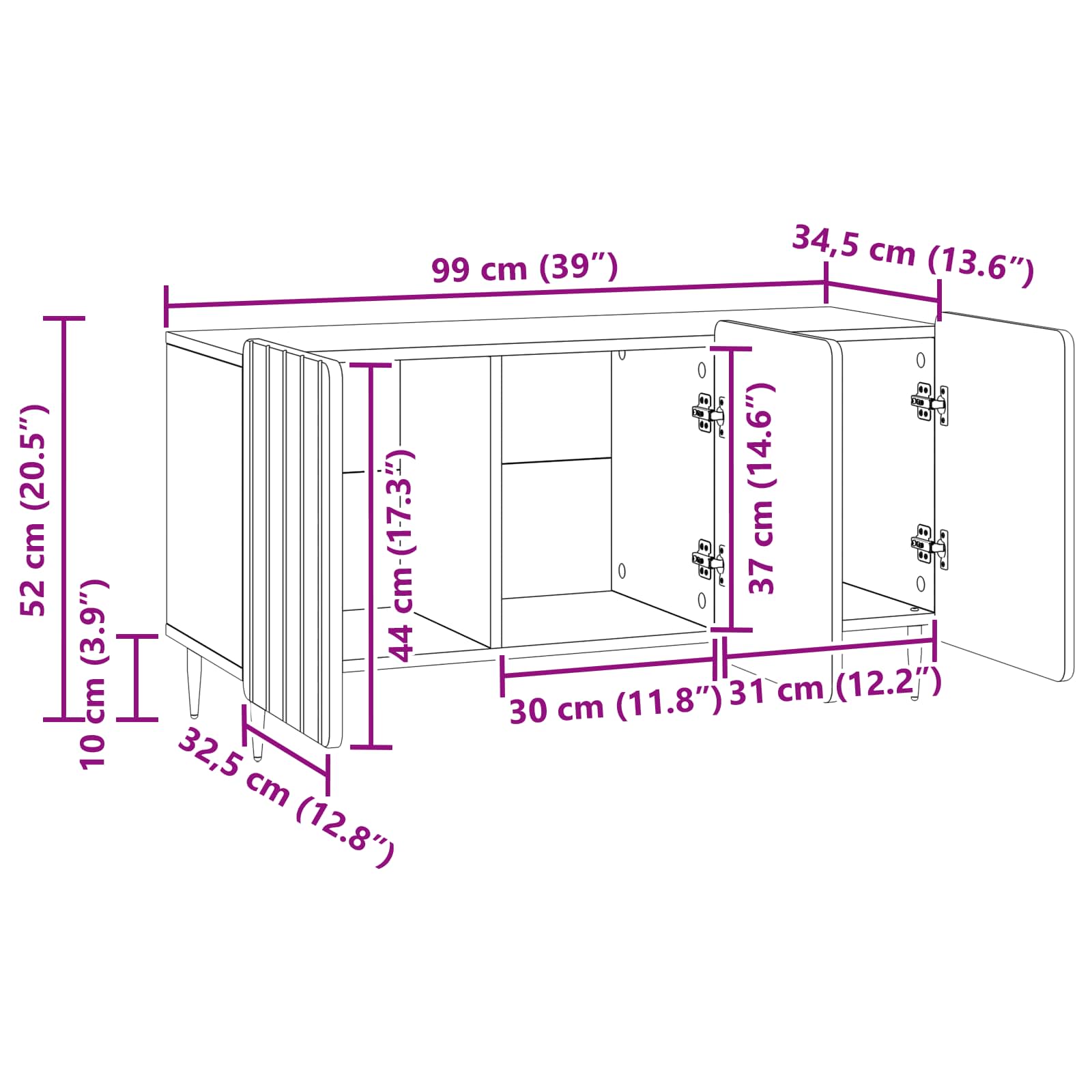 Ντουλάπι TV Artisan Δρυς 99 x 34,5 x 52 cm Επεξεργασμένο Ξύλο - Pakobazaar
