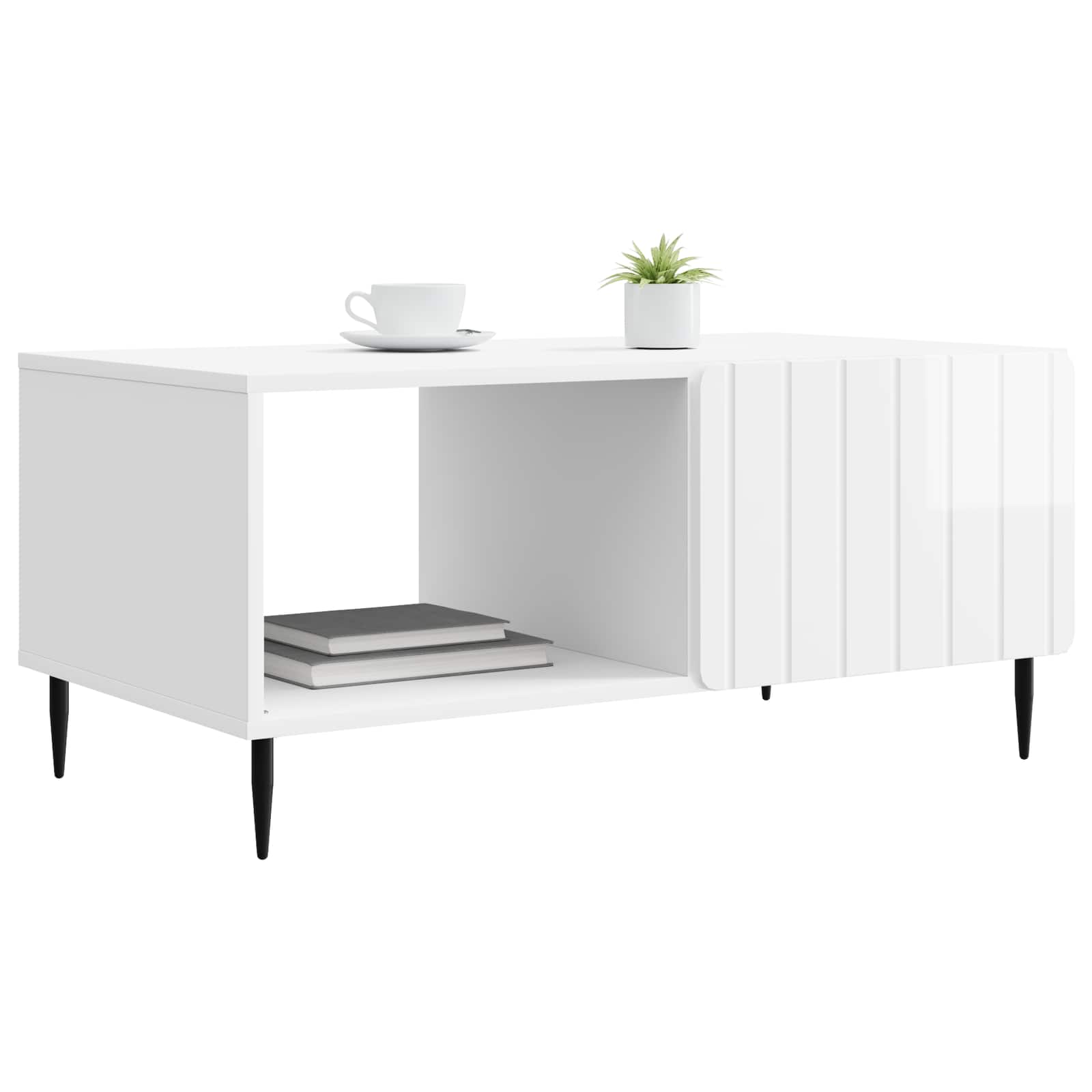 Τραπεζάκι σαλονιού Γυαλιστερό Λευκό 90 x 50 x 40 cm - Pakobazaar