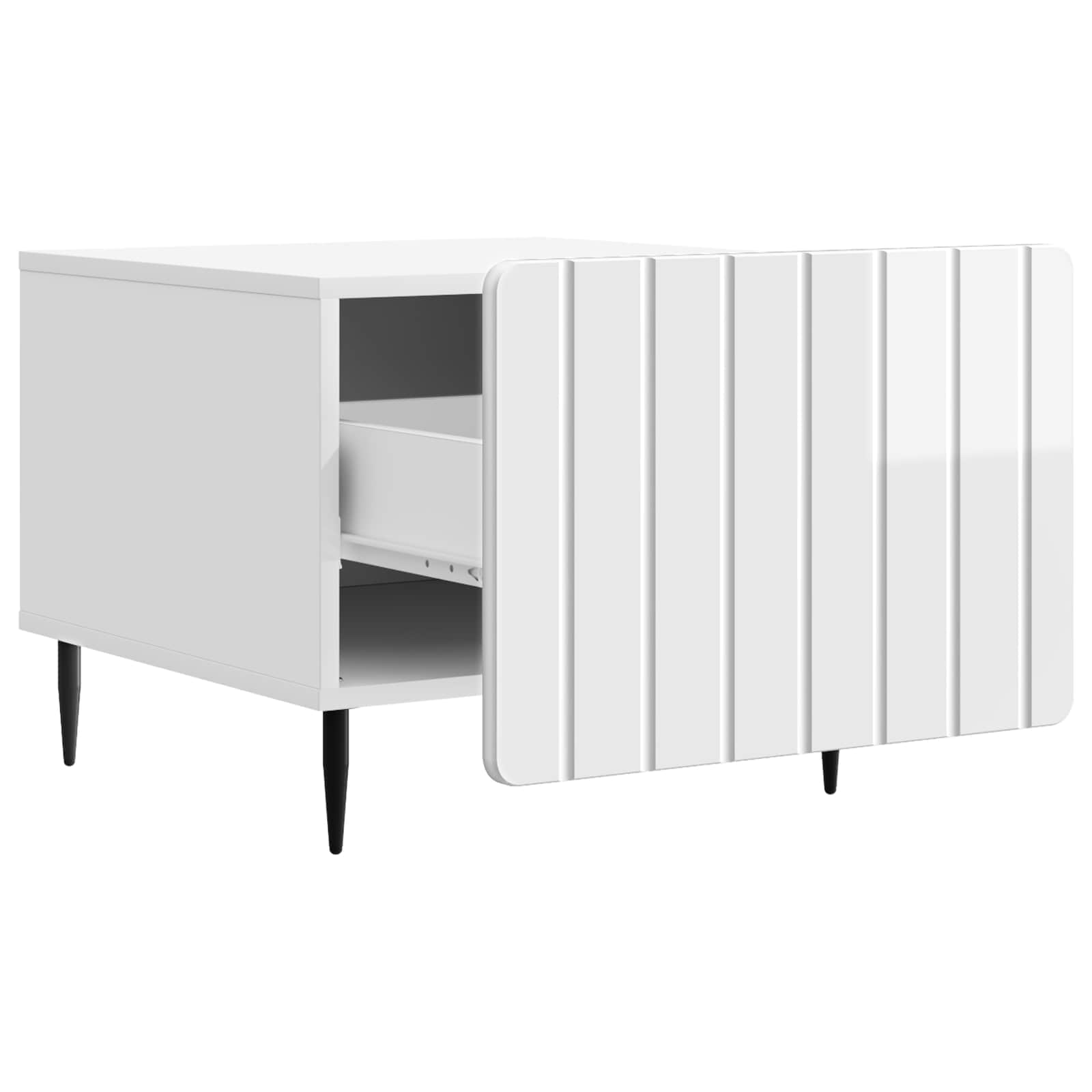 Τραπεζάκι σαλονιού με συρτάρι Γυαλιστερό Λευκό 49 x 50 x 42 εκ. - Pakobazaar