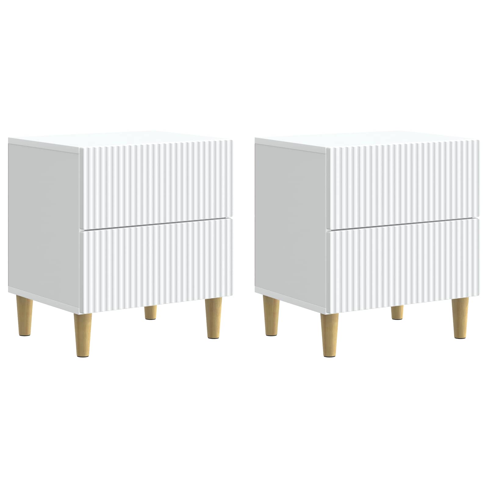 Κομοδίνο 2 pcs Λευκό 43 x 34,5 x 48 εκ Επεξεργασμένο Ξύλο - Pakobazaar