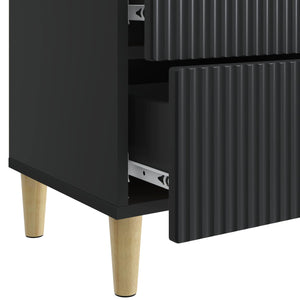 Κομοδίνο 2 pcs Μαύρο 43 x 34,5 x 48 εκ Επεξεργασμένο Ξύλο - Pakobazaar