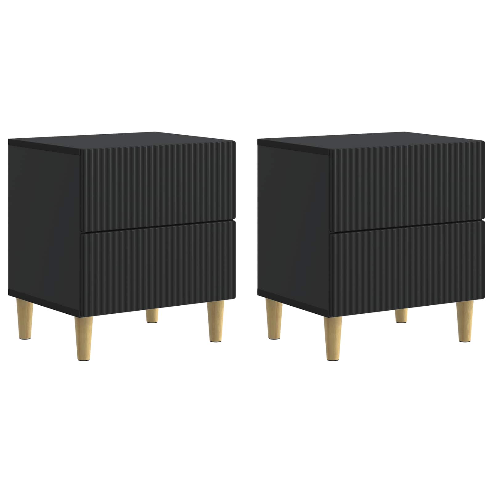 Κομοδίνο 2 pcs Μαύρο 43 x 34,5 x 48 εκ Επεξεργασμένο Ξύλο - Pakobazaar