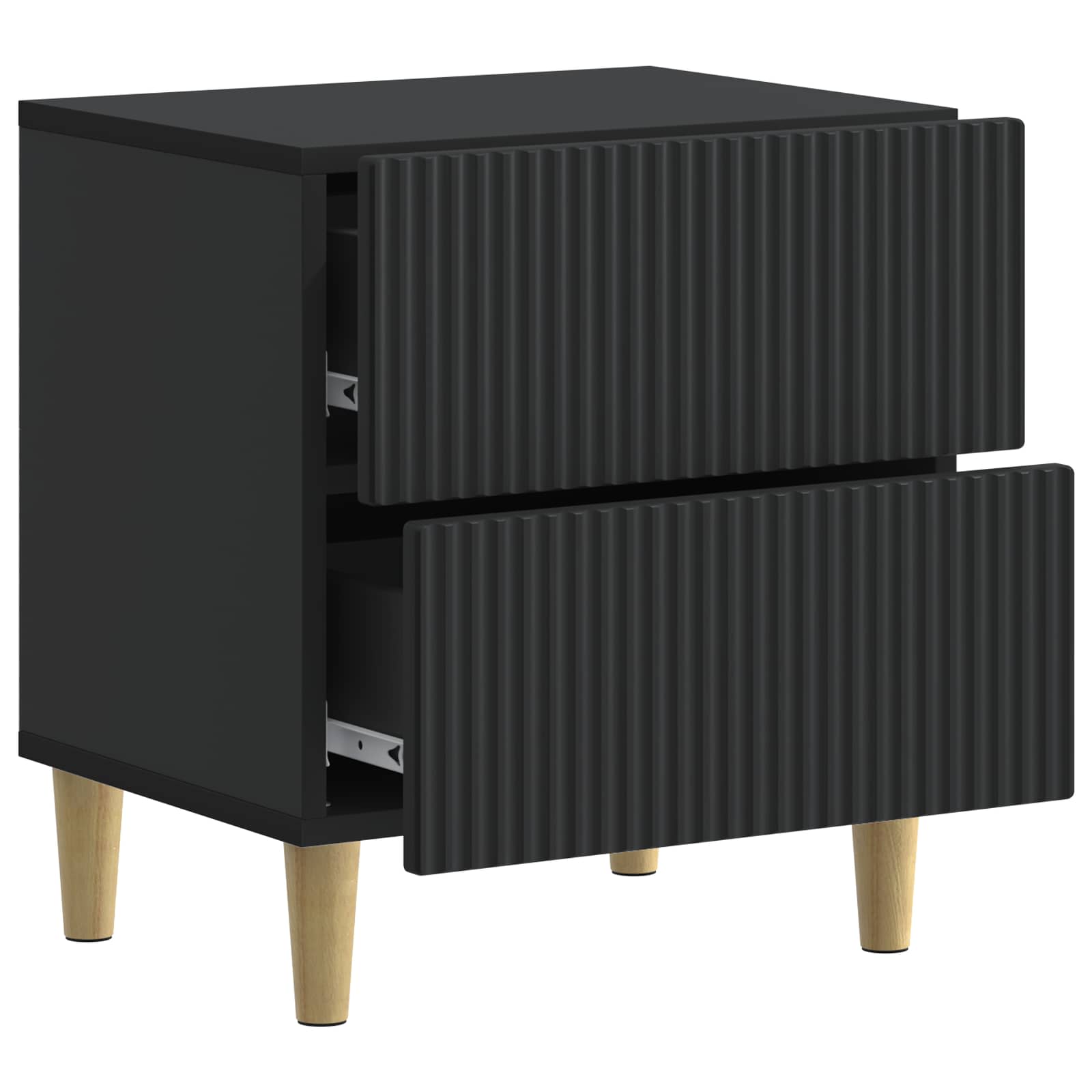 Κομοδίνο 2 pcs Μαύρο 43 x 34,5 x 48 εκ Επεξεργασμένο Ξύλο - Pakobazaar