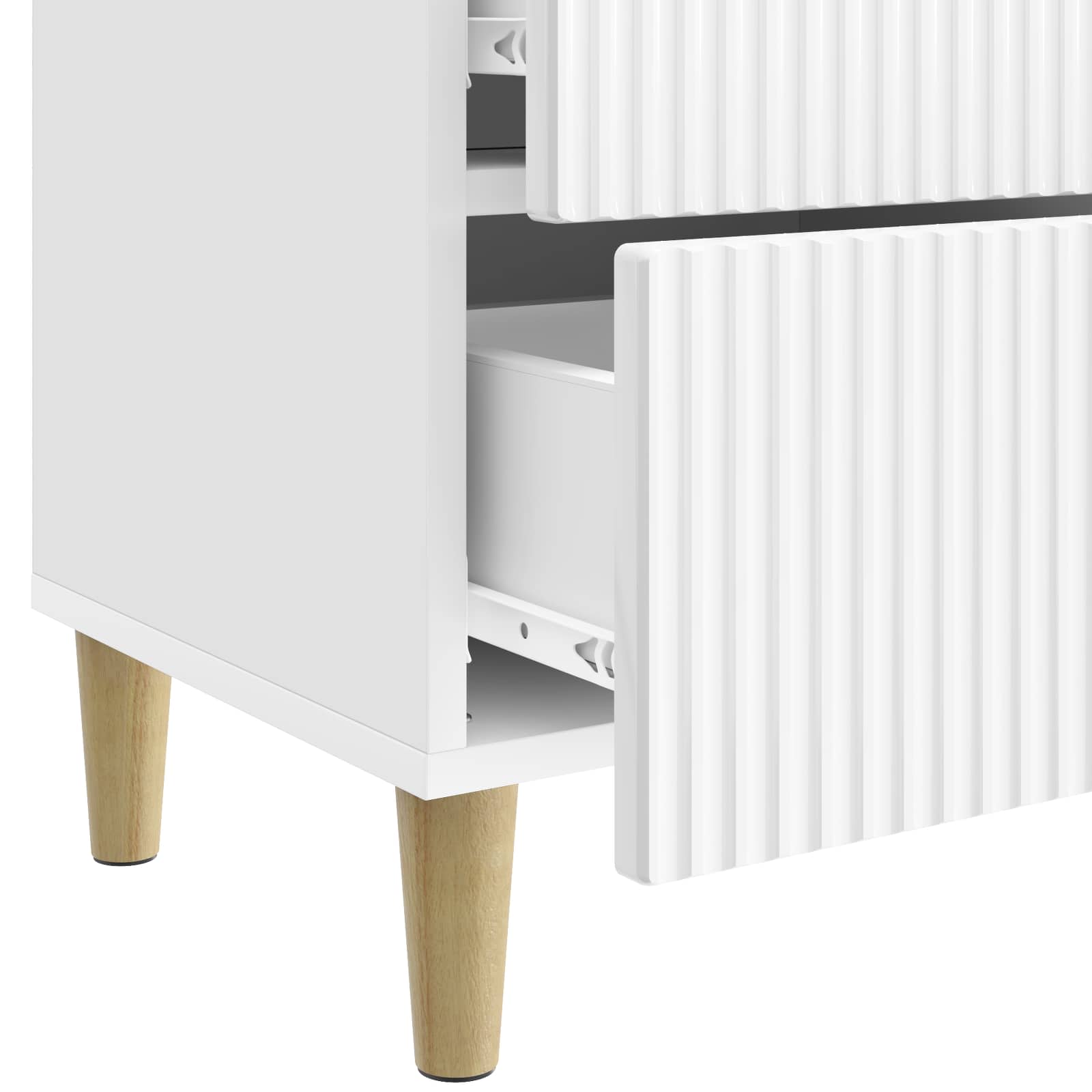 Κομοδίνο με συρτάρι 2 pcs Γυαλιστερό Λευκό 43 x 34,5 x 48 εκ - Pakobazaar