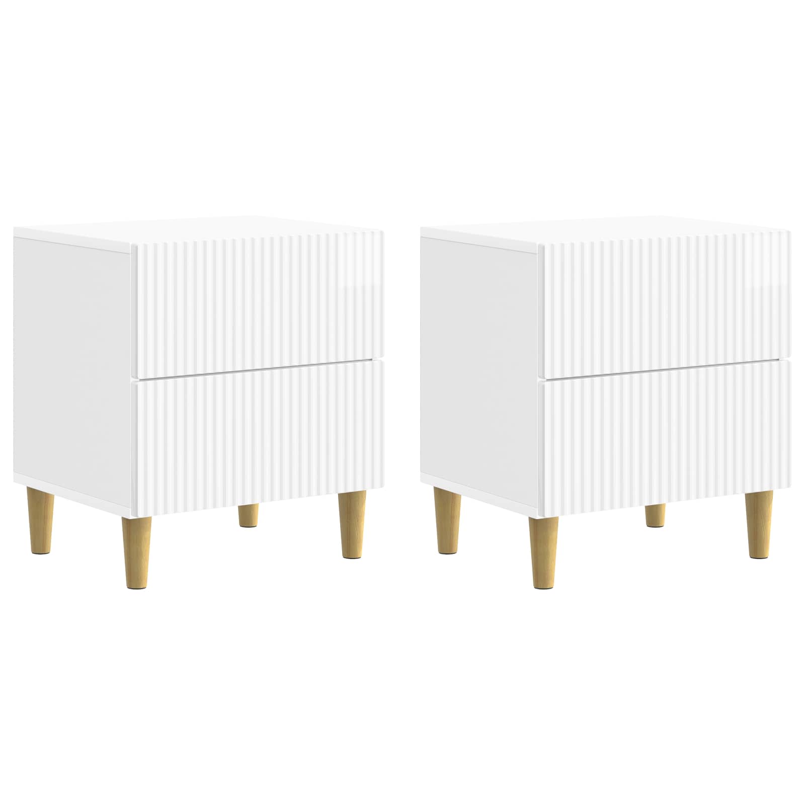 Κομοδίνο με συρτάρι 2 pcs Γυαλιστερό Λευκό 43 x 34,5 x 48 εκ - Pakobazaar