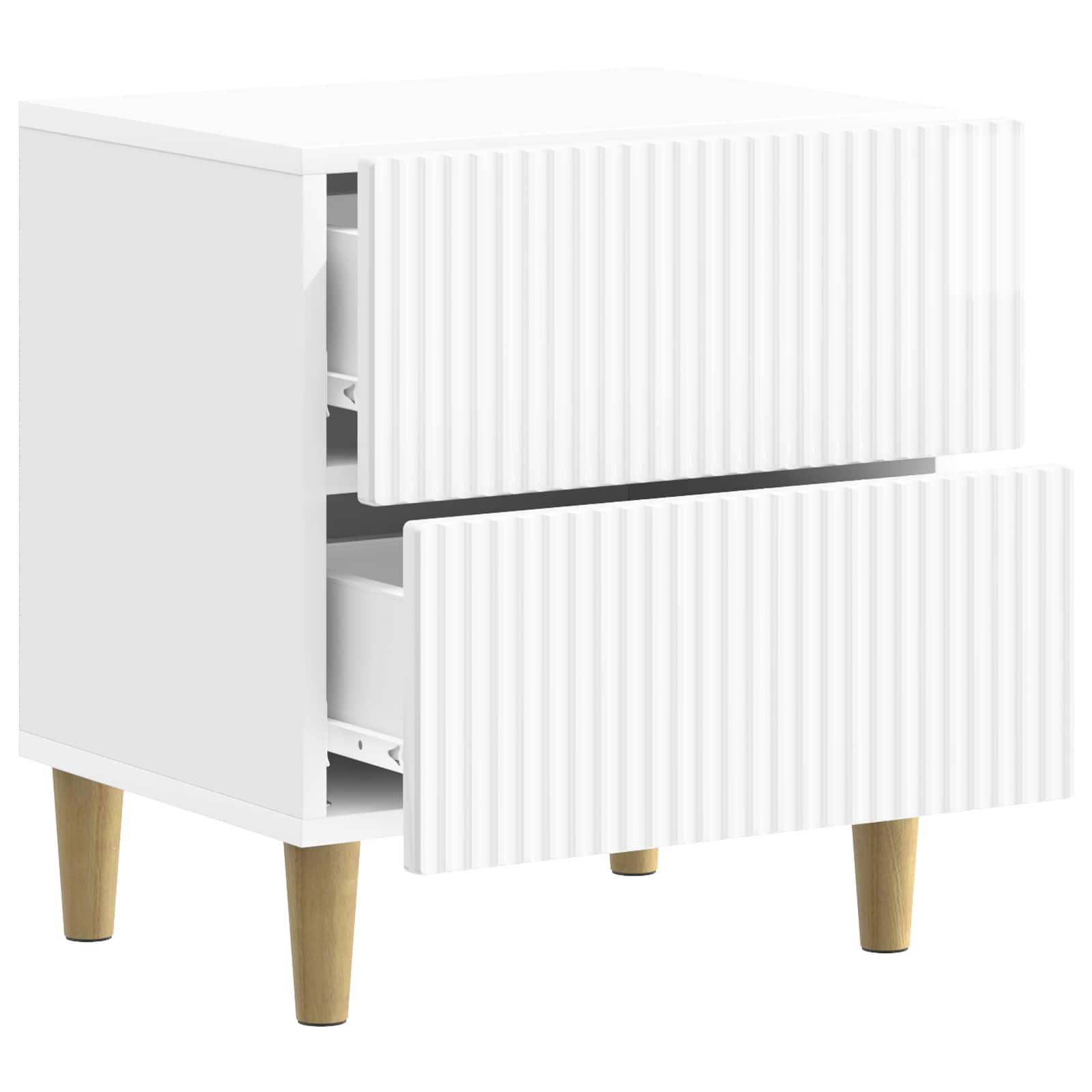 Κομοδίνο με συρτάρι 2 pcs Γυαλιστερό Λευκό 43 x 34,5 x 48 εκ - Pakobazaar
