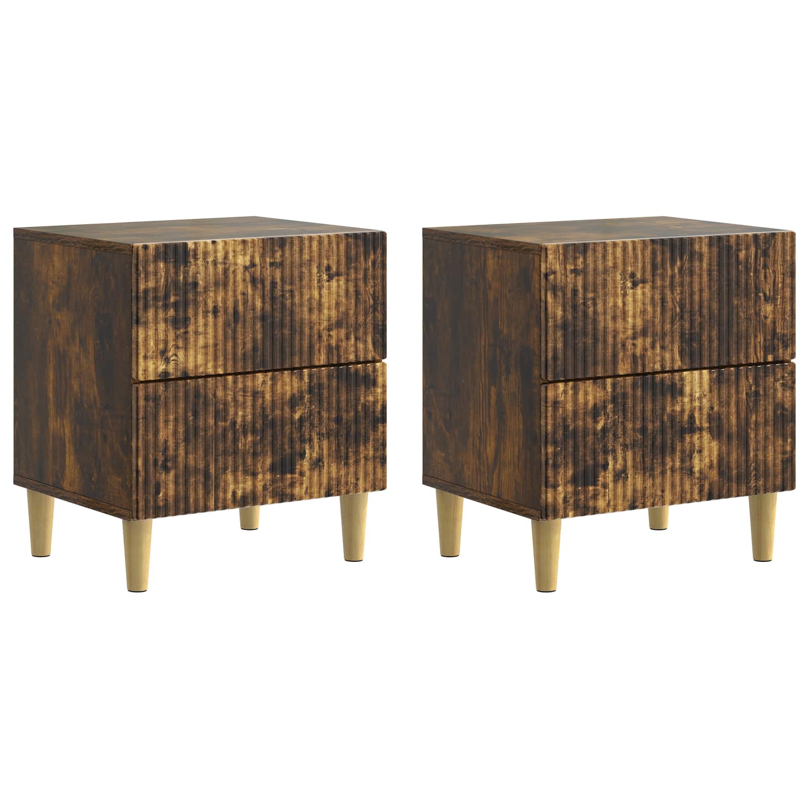 Κομοδίνο 2 pcs Καπνισμένο Ξύλο Δρυός 43 x 34,5 x 48 εκ - Pakobazaar