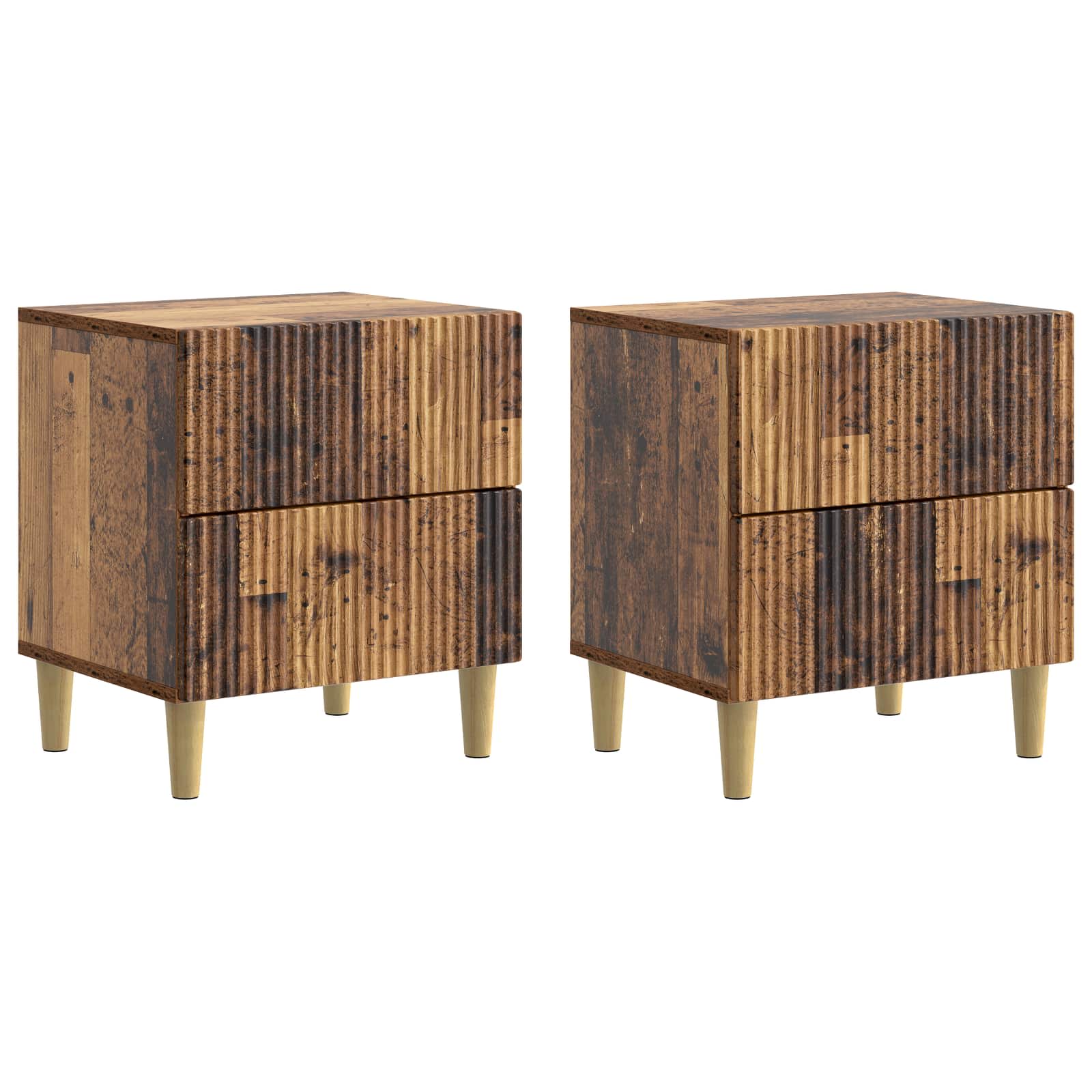 Κομοδίνο με συρτάρι 2 pcs Παλαιωμένο ξύλο 43 x 34,5 x 48 εκ - Pakobazaar