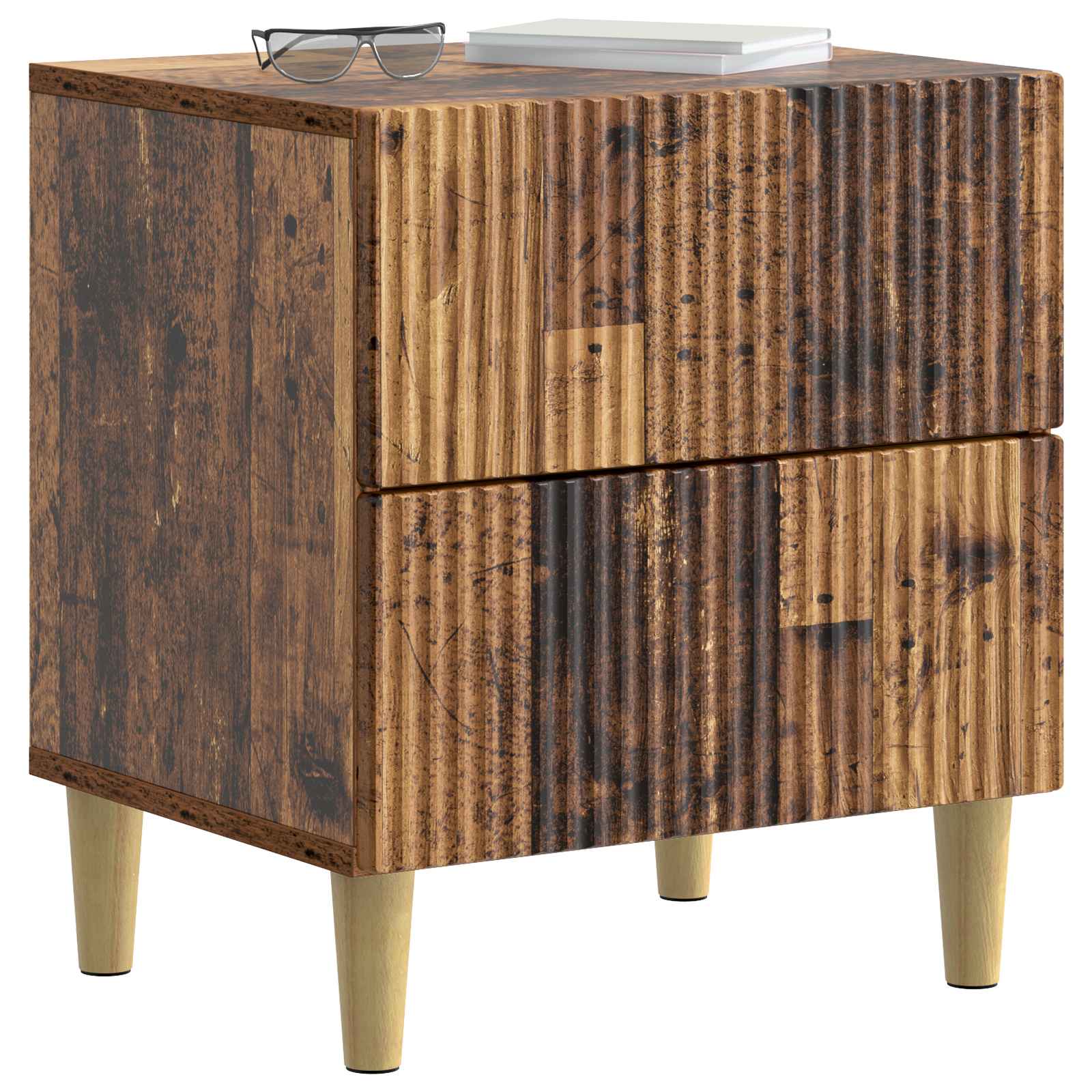 Κομοδίνο με συρτάρι 2 pcs Παλαιωμένο ξύλο 43 x 34,5 x 48 εκ - Pakobazaar